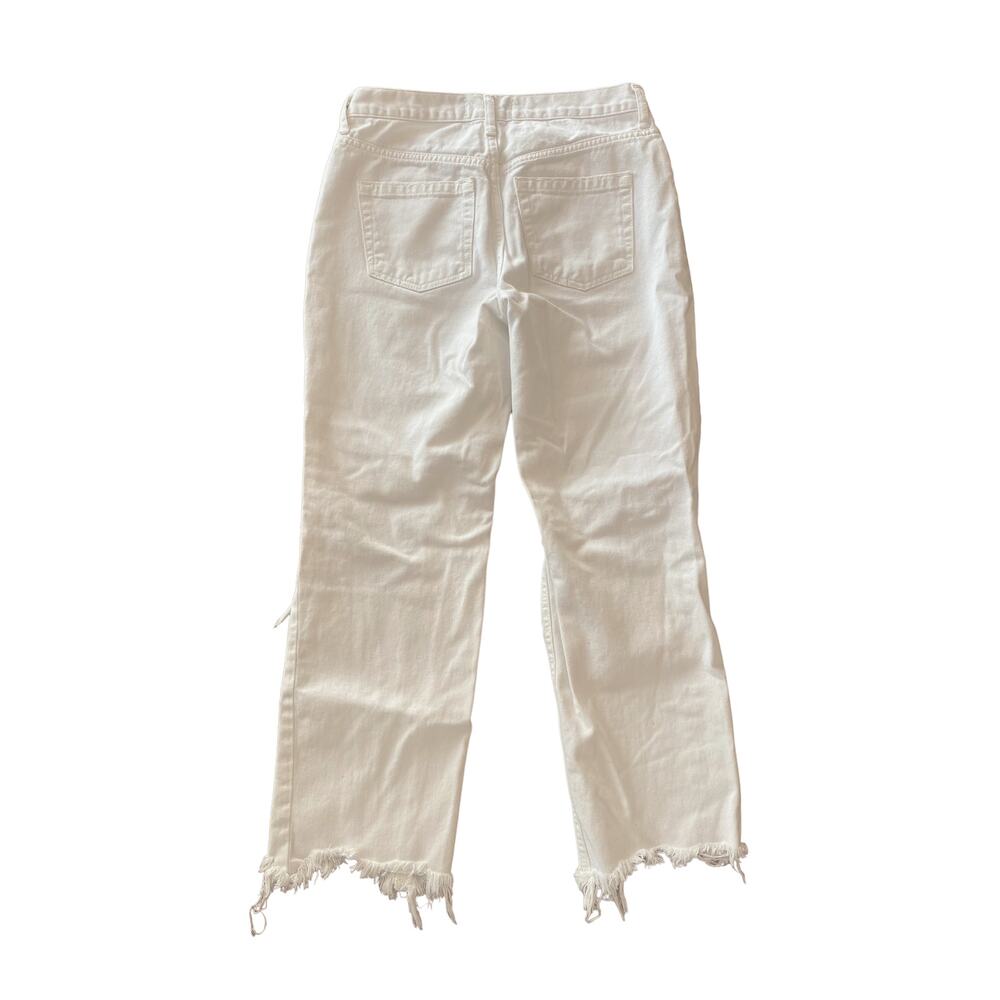 FP Free People Maggie White Mid Rise Straight Distressed Jeans Denim 26 - Picture 9 of 9